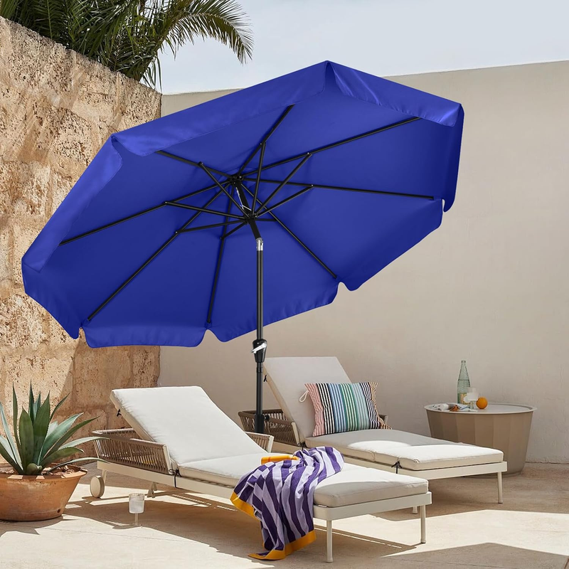 9FT Patio Umbrella with Crank Tilt 8 Ribs UV Fade Resistant Blue1