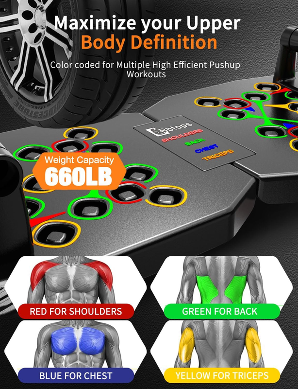 Push up Board, Pilates Bar & Fitness Accessories, 25 in 1 Foldable Push up Bar a2