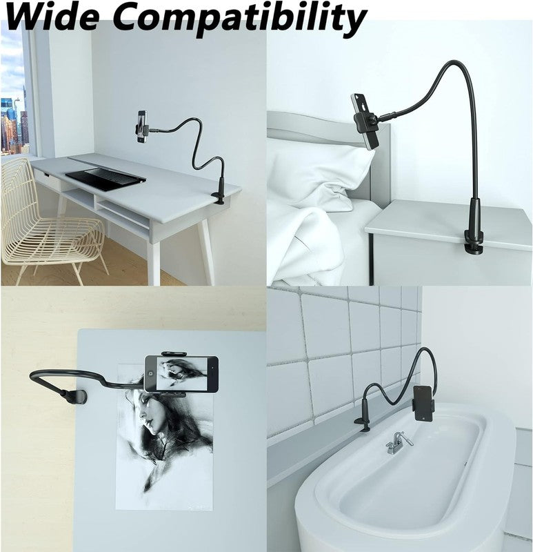 Flexible Gooseneck Phone Holder Clamp for Desk   Fits 3.5 7" Devices (Black)6