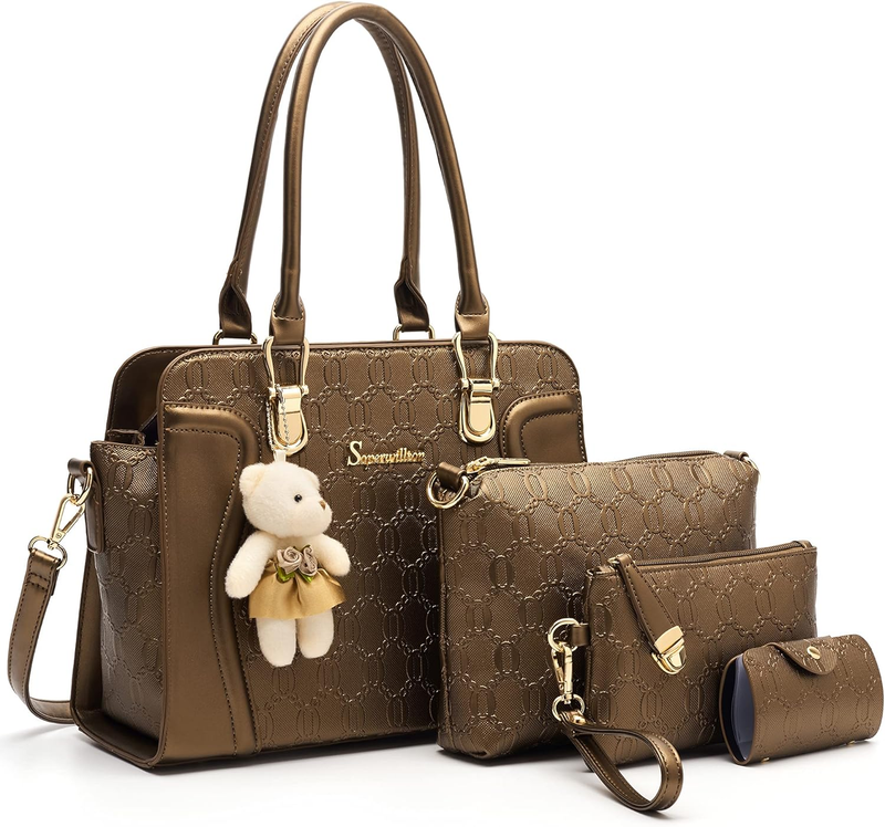 Women Fashion Handbag Set 4PCS Tote Shoulder Top Handle Satchel Purse7