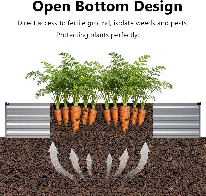 10X2X1Ft(2 Pack) Galvanized Raised Garden Bed,Outdoor Planter Box Metal Patio Ki3