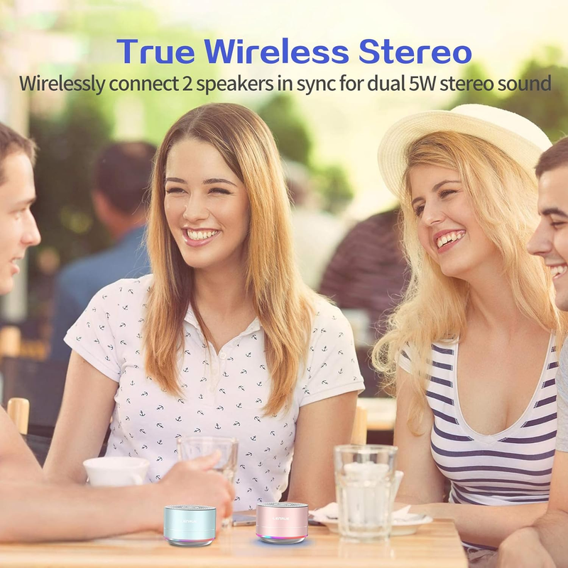 A2 Portable Wireless Bluetooth Speaker with Lights and Lanyard,5W Mini Small Met5