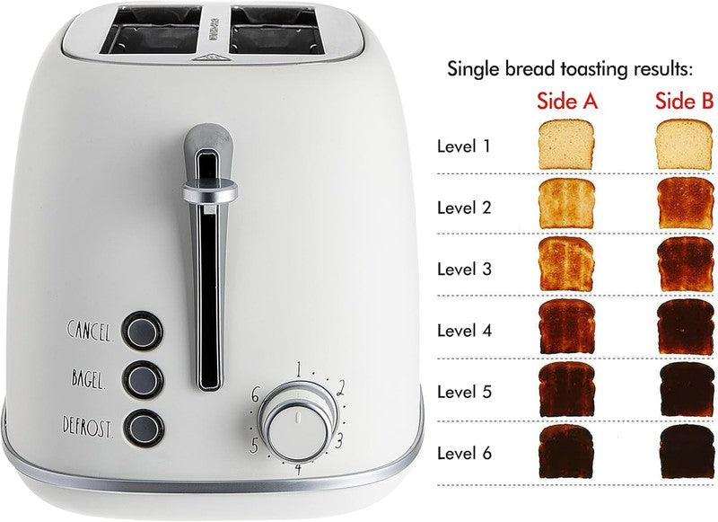 Retro 2 Slice Stainless Steel Toaster Wide Slot 6 Browning Bagel Cancel White1