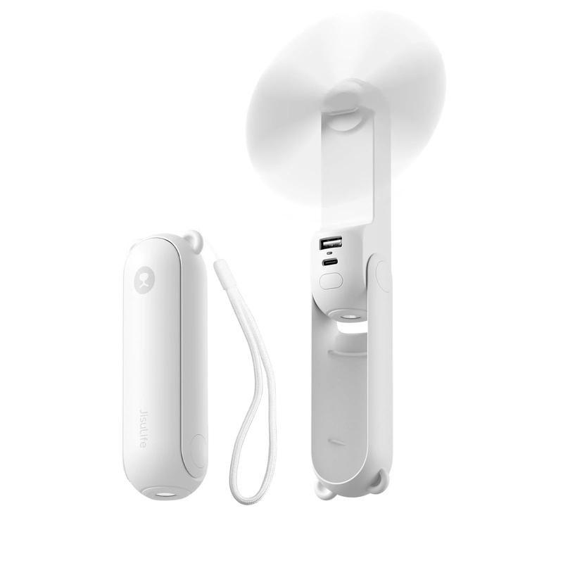 Portable Mini Fan Rechargeable Handheld 3 in 1 Pocket Fan Power Bank White11