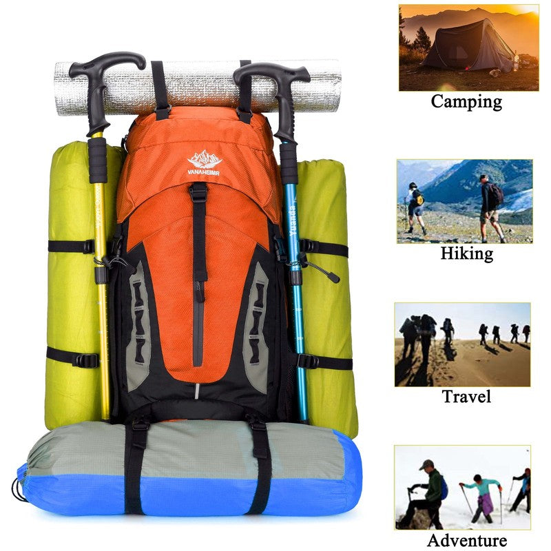 60L Travel Hiking Camping Backpack with Rain Cover,Backpack Water Resistant,Trav6