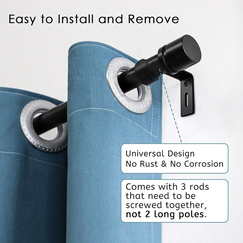 Adjustable Black Curtain Rods 16-60" with Stylish Aluminium Finials1