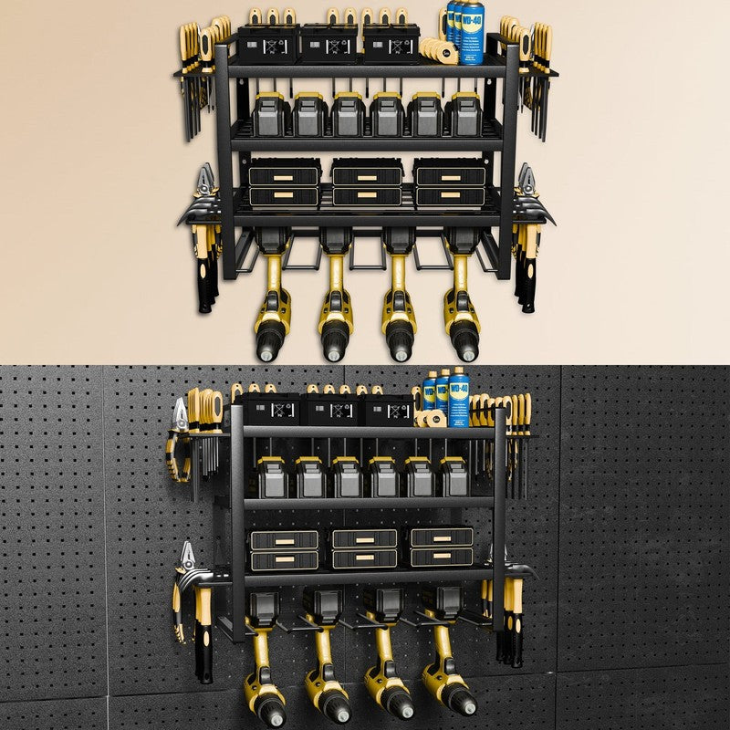 Power Tool Organizer Wall Mount, 4 Layers Storage Rack with 4 Drill Holders Hold1
