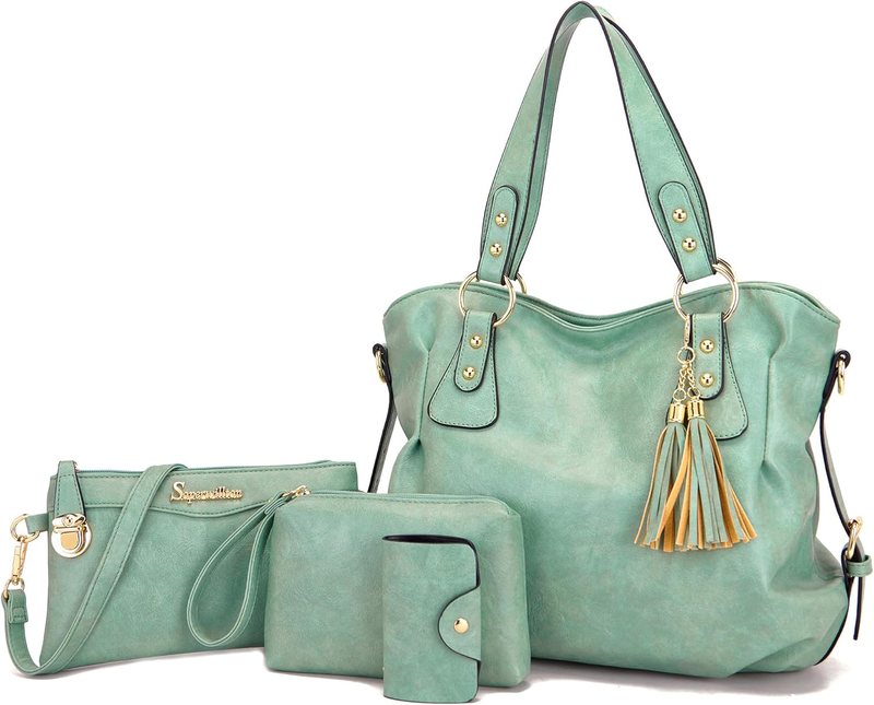 4Pc Women’s Handbag Set Shoulder Top Handle Satchel Hobo Tote Purse6