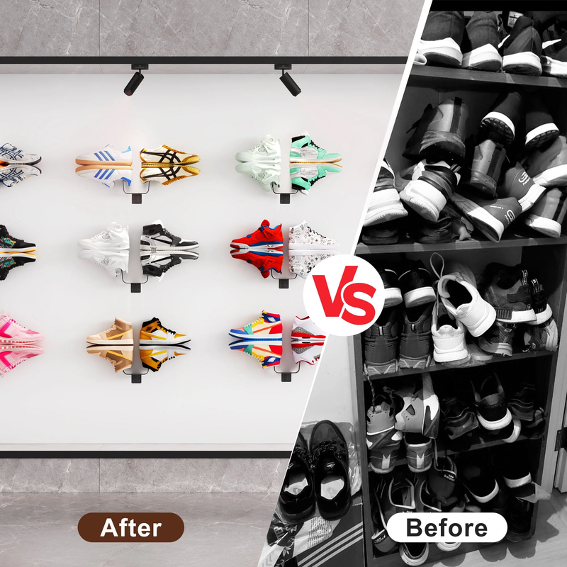 Shoe Rack Wall Mounted Shelf, 6 Pack Floating Shoe Shelves for Showcasing Shoe C4