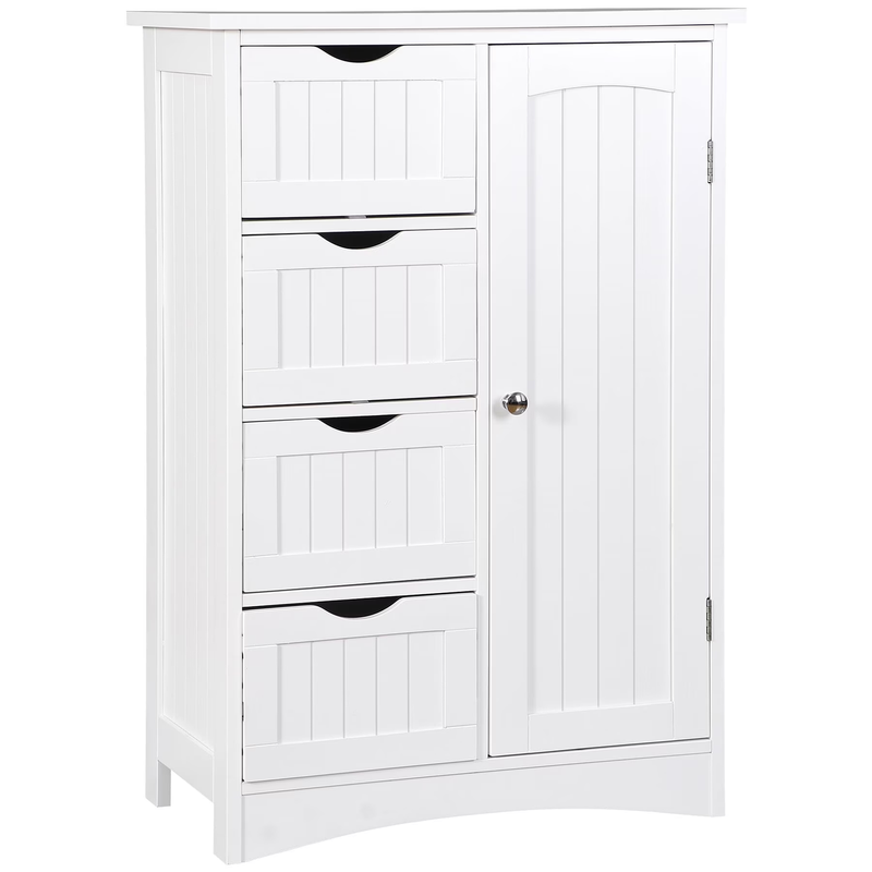 Freestanding Bathroom Floor Cabinet – 4-Drawer Storage with Adjustable Shelves, 10