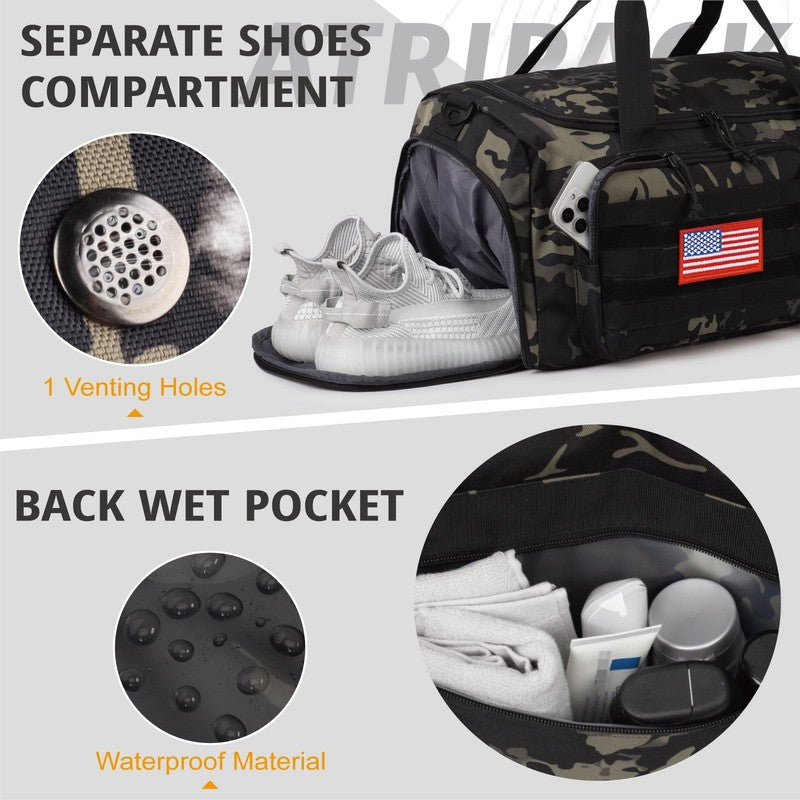 2 In 1 Gym Duffle Bag 40L Convertible Travel Bag Shoes Compartment Luggage9