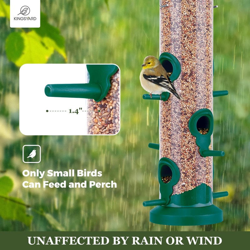 2-Pack Green Plastic Tube Bird Feeders, 6-Port Hanging Feeders for Outdoors2