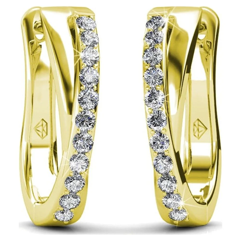 Amaya 18K Yellow Gold Plated 16Mm Hoop Earrings with Crystals Gift for Women7
