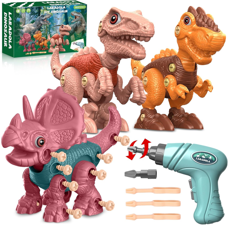 Dinosaur Building Toys Set 3 Pack STEM Take Apart Drill Construction Kit Kids8