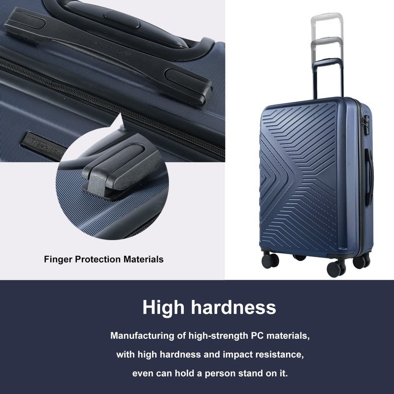 3Pc Hardside Luggage Set TSA Lock Spinner Wheels 20 24 28in Navy Blue4