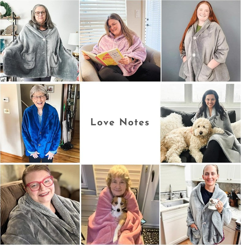 Premium Double Layer Poncho Blanket -No Sleeves Easy on Easy Off- Drape and Go- 4