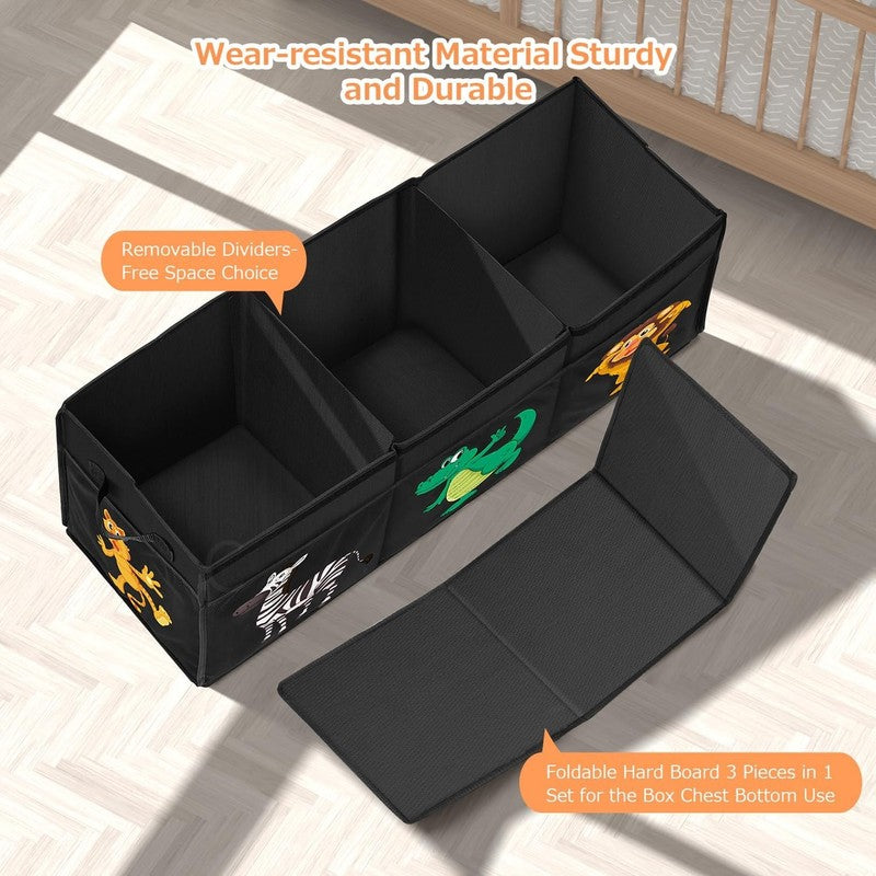 Extra Large Toy Box Collapsible Dinosaur Storage Organizer Kids Bin Black4