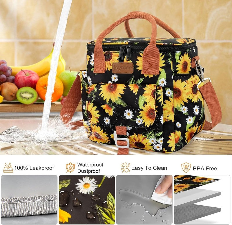 Insulated Waterproof Lunch Bag Cooler Tote Sunflower for Work & Picnic4