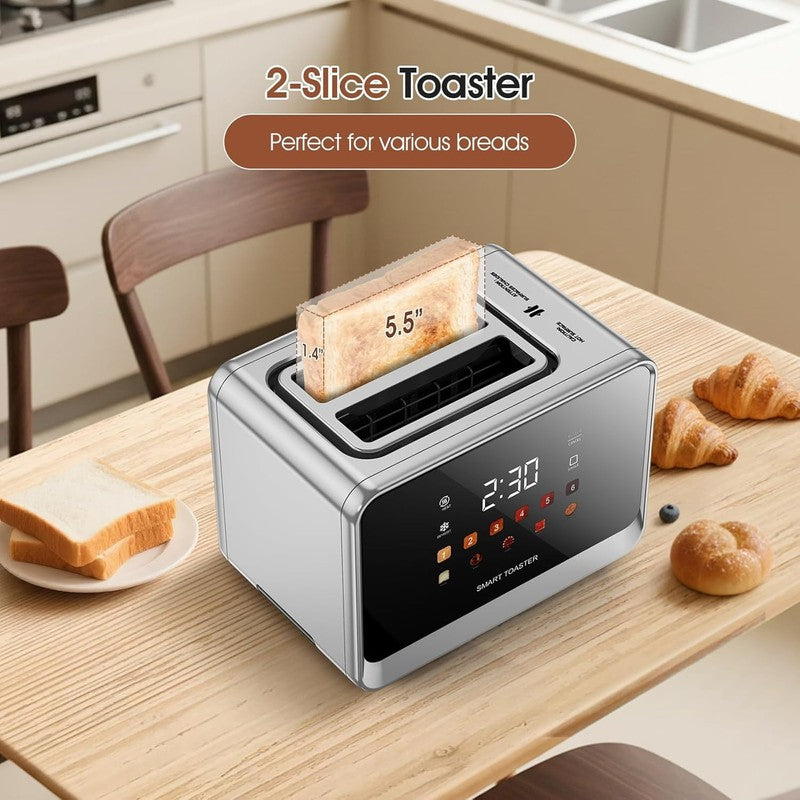 2-Slice Touch Screen Toaster Stainless Steel 6 Bread Types 6 Shade Settings LCD5