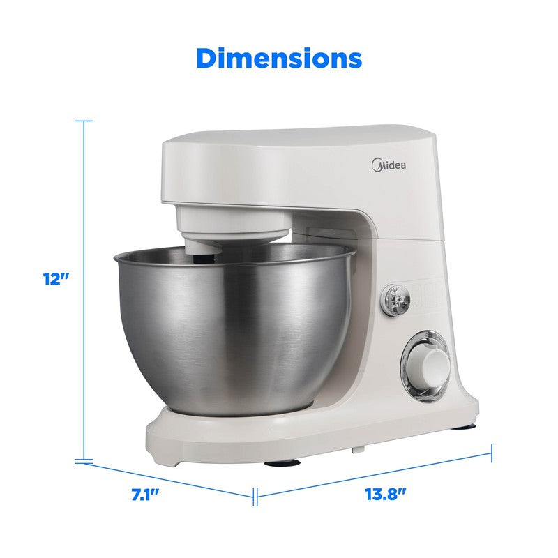 5 Quart Cream Stand Mixer, 300W Small Kitchen Mixer with Bowl, Double Hook, Hand8