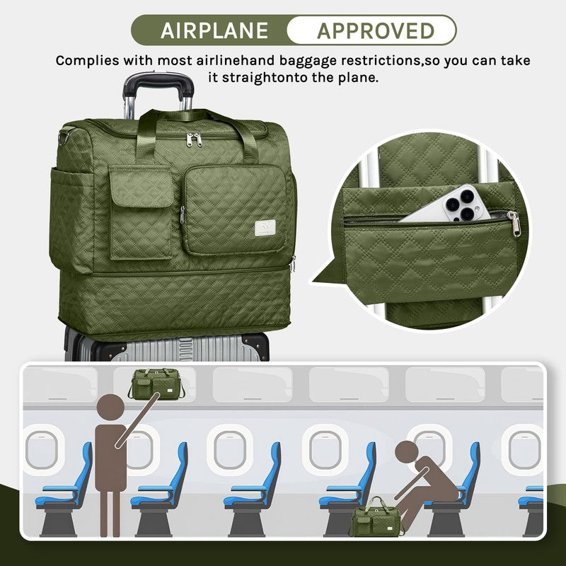 2-Piece Expandable Foldable Duffle Bag Set with Wet Pocket and Shoe Compartment,4