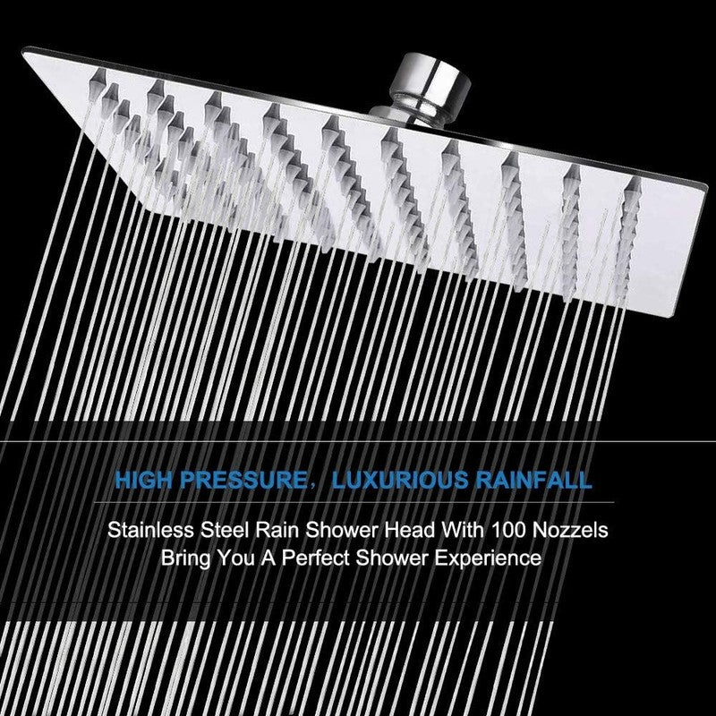 8" Chrome Rainfall Shower Head High Pressure Stainless Steel Square7