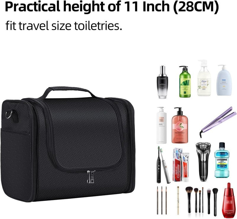 Extra Large Hanging Toiletry Bag Dopp Kit Water-Resistant Black with Strap6