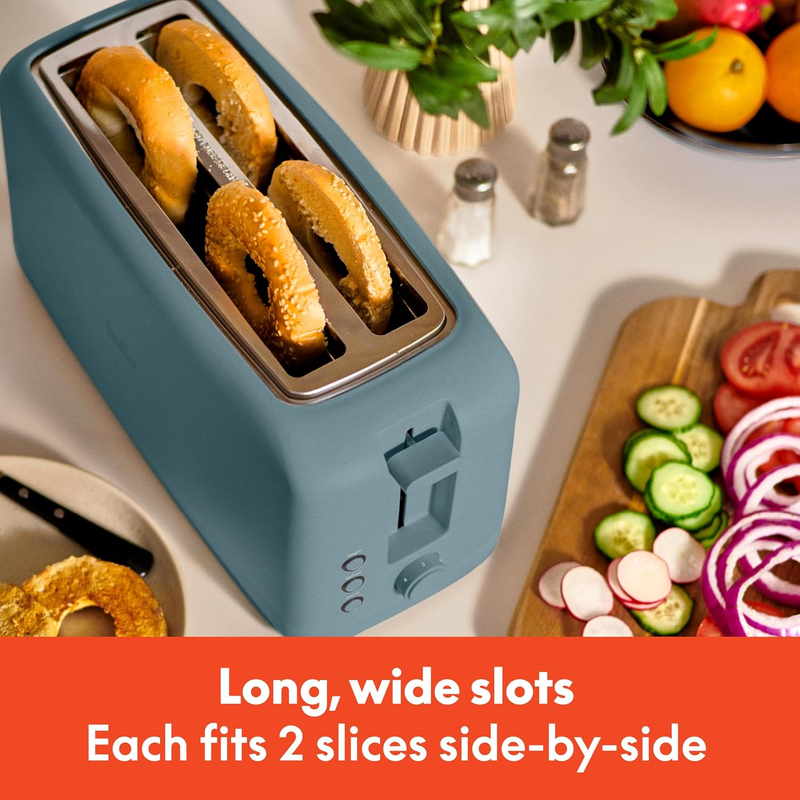 4 Slice Slim Toaster Long Slot 6 Shade Settings 900W Surf4