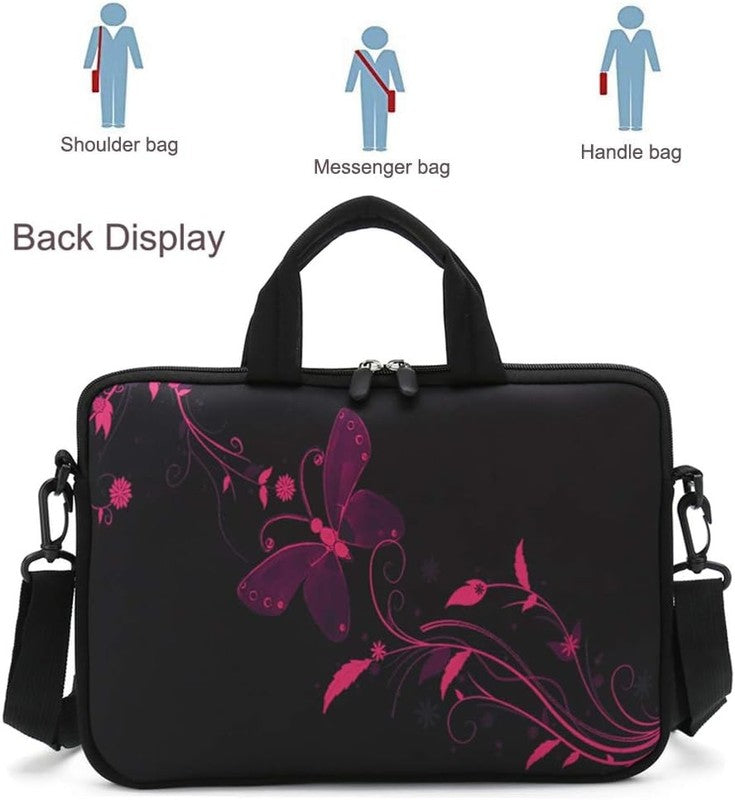 14–15.6 Inch Laptop Sleeve Bag Butterfly Neoprene Carry Case with Handle Pocket6