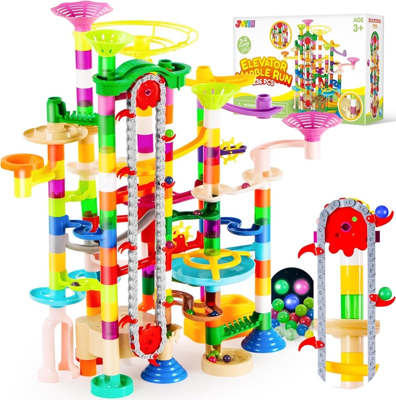 236Pcs Glowing Marble Run w Motor Elevator STEM Building Blocks Toy7