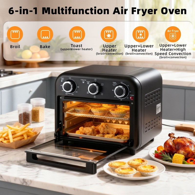 1300W 6 in 1 Air Fryer Toaster Oven | 13QT Convection, Roast, Bake, Broil, Toast2