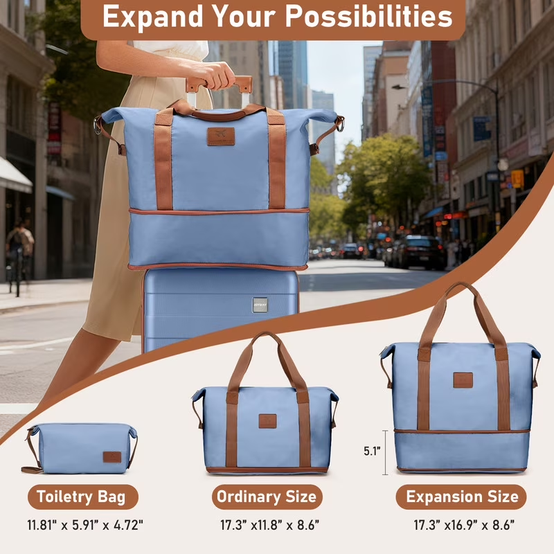 3 Piece Luggage Set 20in Carry On Spinner TSA Lock Ice Blue6
