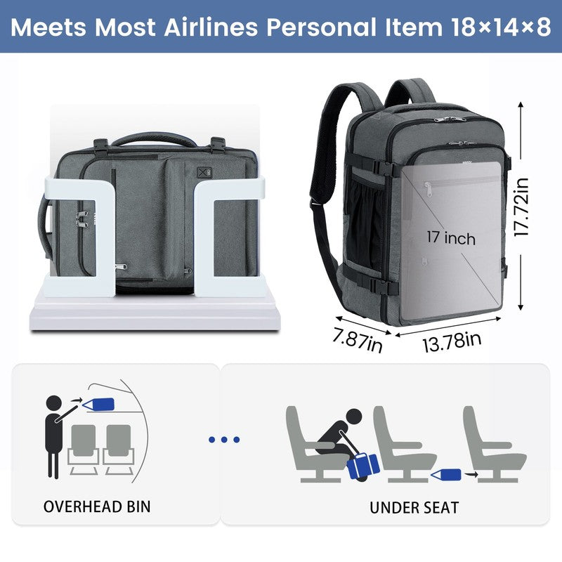 Business Travel Backpack Fits 17 Inch Laptop for Personal Item Bag 18X14X8 Clams3