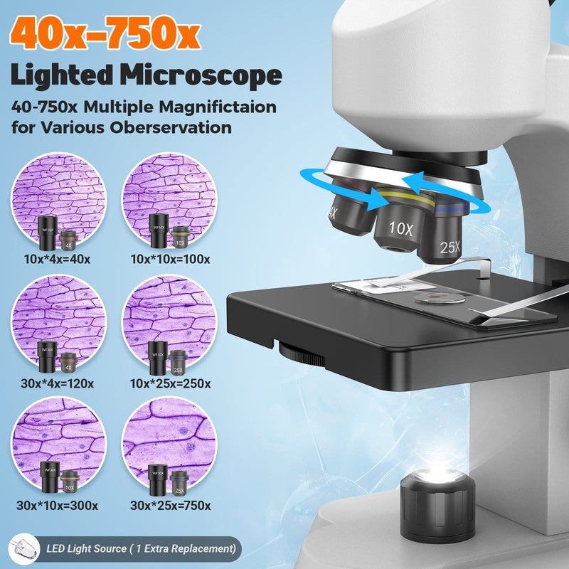 Student Compound Microscope for Kids w/ Slides Kit & Smartphone Adapter7