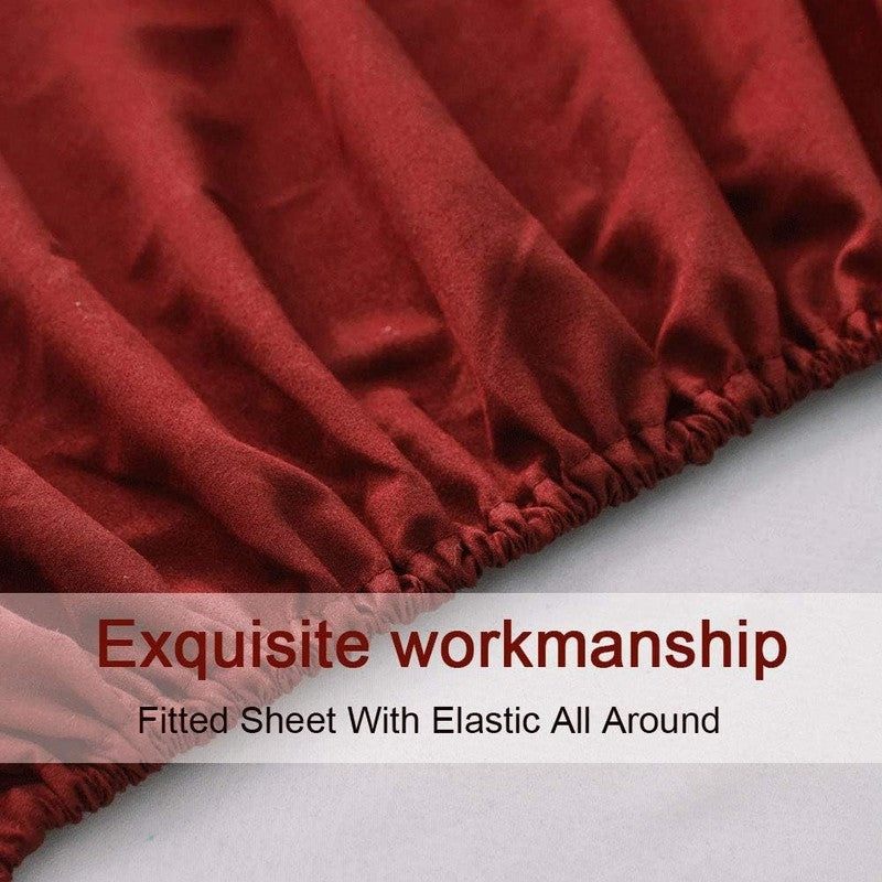 Luxury 1800 Thread Count Microfiber Bed Sheet Set, Burgundy, Queen, 4 Piece6
