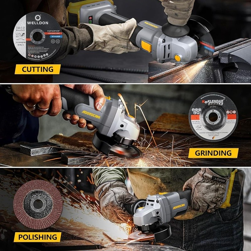 Cordless Angle Grinder 20V Brushless Motor 3 Speed Control Ergonomic Safety New6