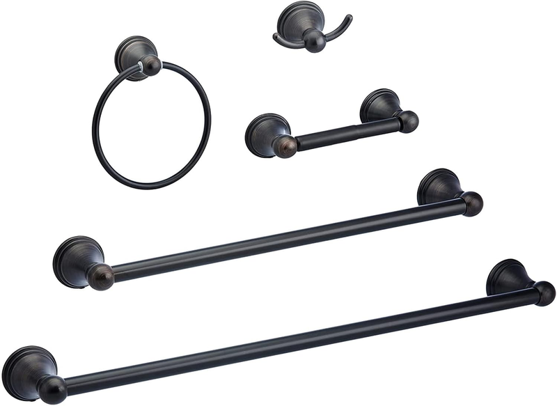 Modern 5 Piece Bathroom Hardware Set, Oil Rubbed Bronze, Towel Bar, Toilet Paper9
