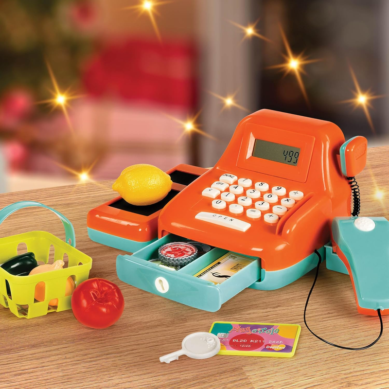   Interactive Kids Cash Register with Scanner & Sounds   26 Piece Pretend Play S1