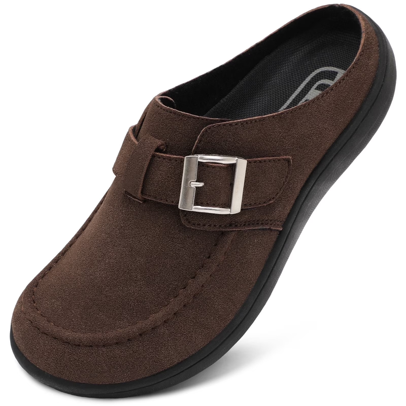 Comfort Women's Wide Suede Clogs Slip On Mules with Buckle10