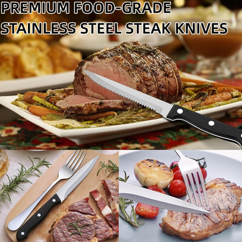 49Pc Stainless Steel Silverware Set for 8 w/ Organizer Steak Knives6
