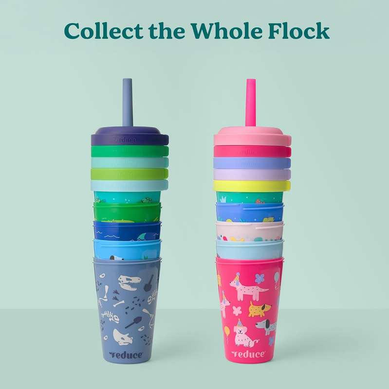 Gogo’s Kids 5PK Portable Tumblers 12oz Stackable Cups w/ Lids Spill Proof Straws7
