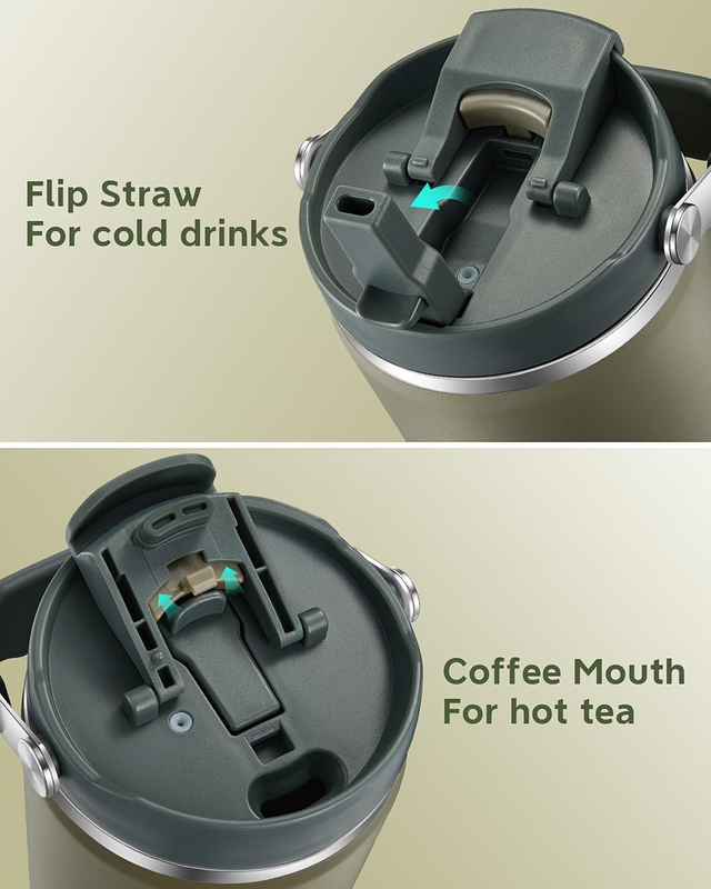 40oz Stainless Steel Tumbler with Handle Straw Lid Insulated Travel Mug 48H Temp2