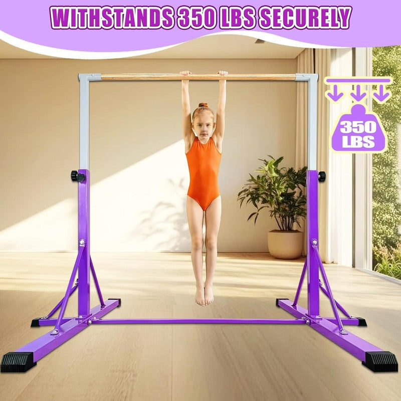 Kids Gymnastics Bar 35" 60" Adjustable Kip Bar 4FT Base Home Training5