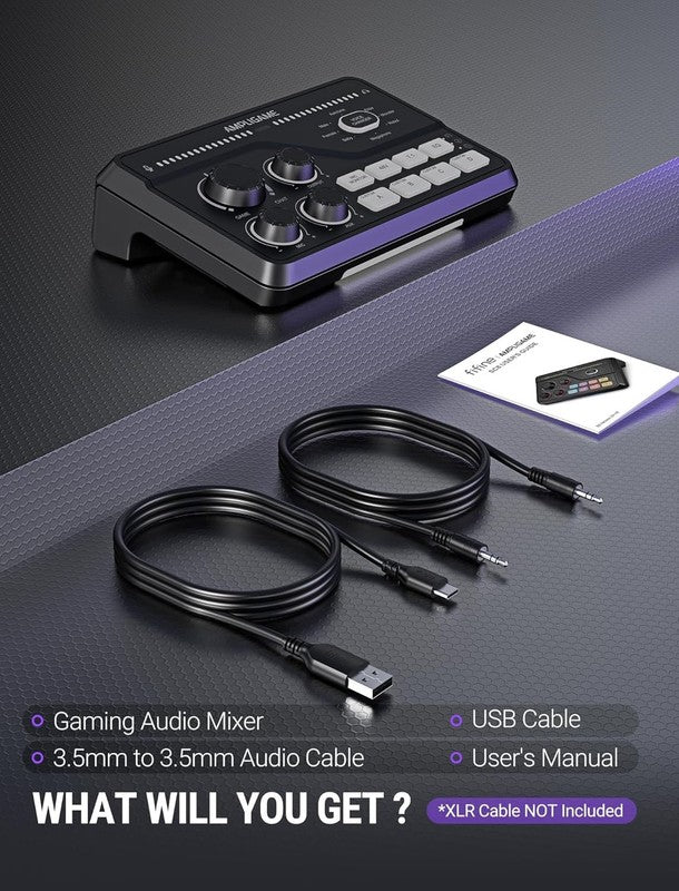 Gaming Mixer SC8 USB XLR Voice Changer RGB 7.1Ch Headphone Amp EQ Volume8
