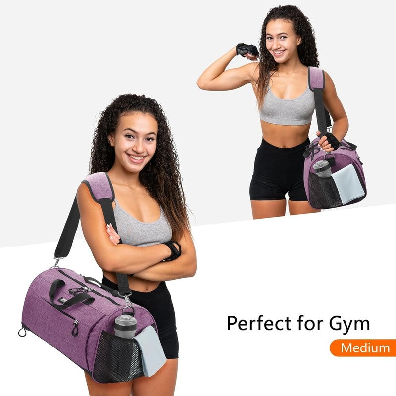 Gym Bag Unisex Duffel Shoe Compartment Wet Pocket Travel Sports Textured Purple2