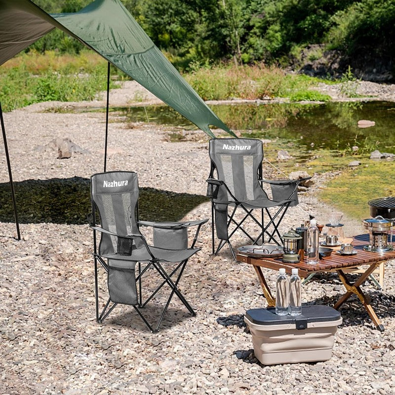 4 Pack Outdoor Camping Chairs Folding/Foldable/Portable with Cooler Pouch, Mesh 5