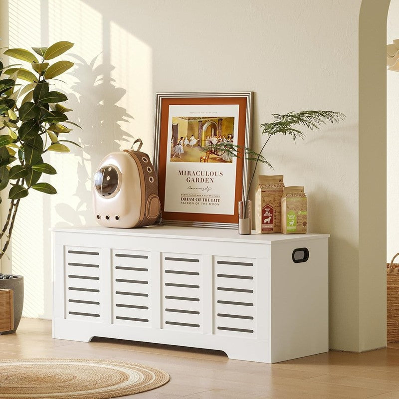 47.3'' Wooden Toy Box Storage Chest Flip Top Entryway Shoe Bench White7