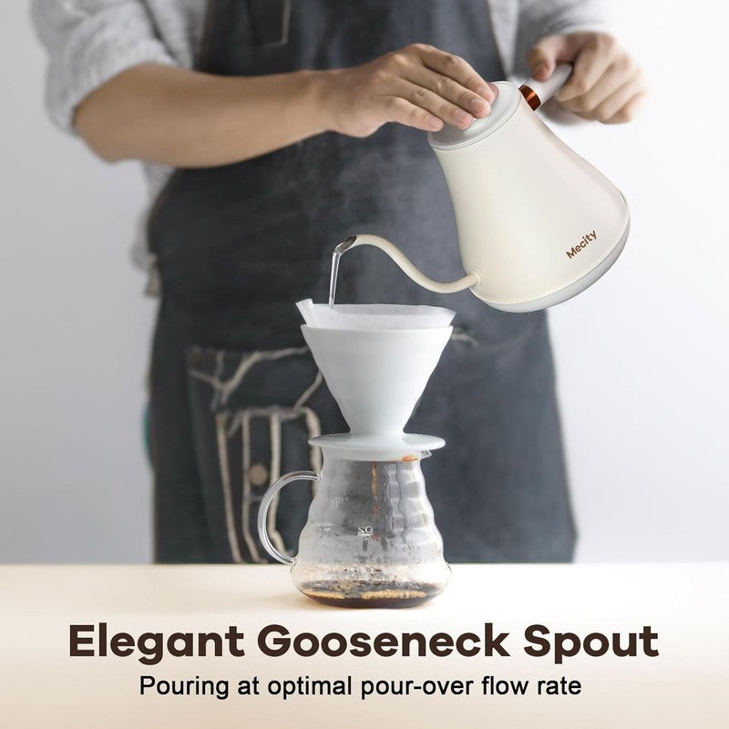 Gooseneck Electric Kettle 0.8L 1200W LCD Temp Control Keep Warm Off White4