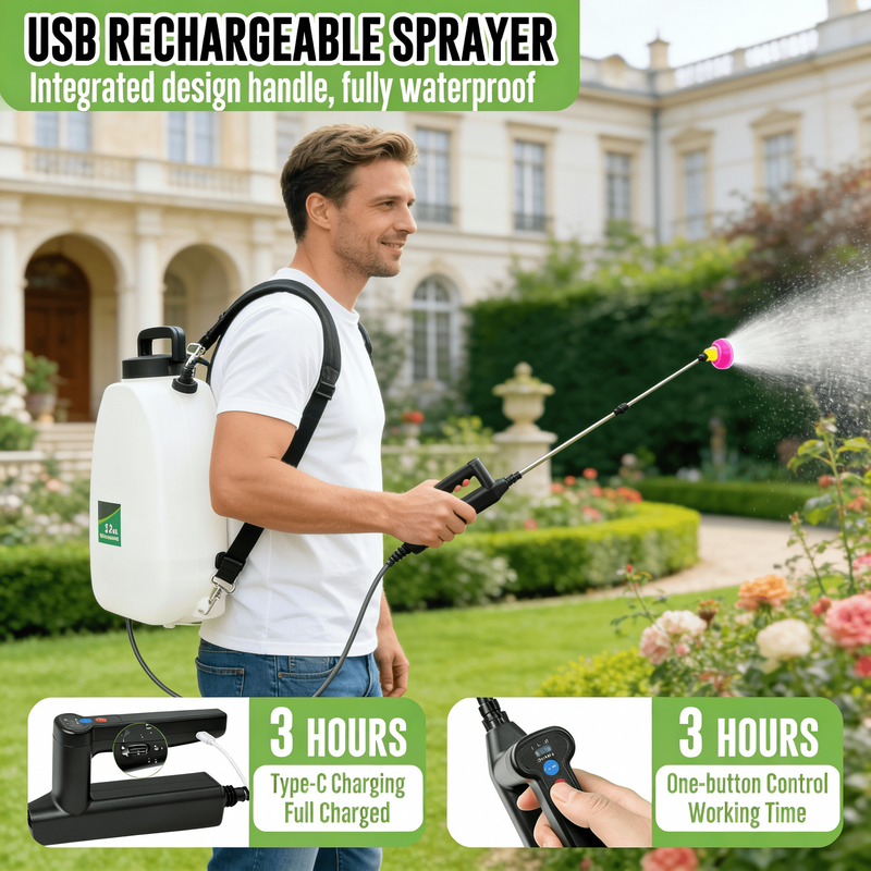 3.2 Gallon Battery Backpack Sprayer Electric Garden Sprayer Telescopic Wand3