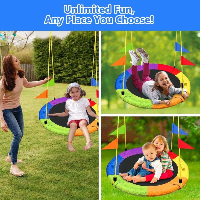 40" Saucer Swing 750Lb Capacity, Waterproof Oxford Tree Swing for Kids Gift, Ind1